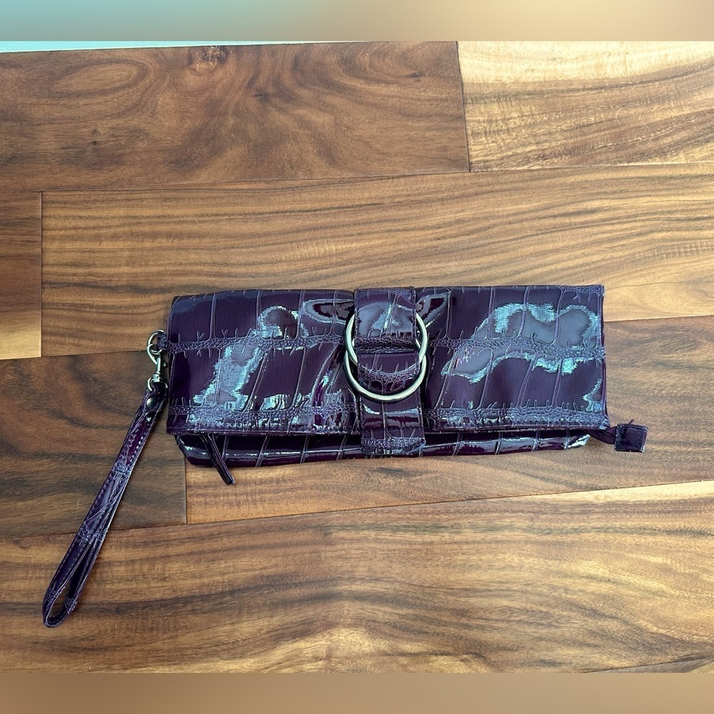 Chateau Purple Faux Leather Clutch Purse Evening Bag